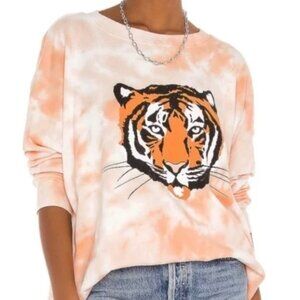 Wildfox La Tigre Road-Trip Sweatshirt, Oversized Tie Die, Comfy Pullover, Large